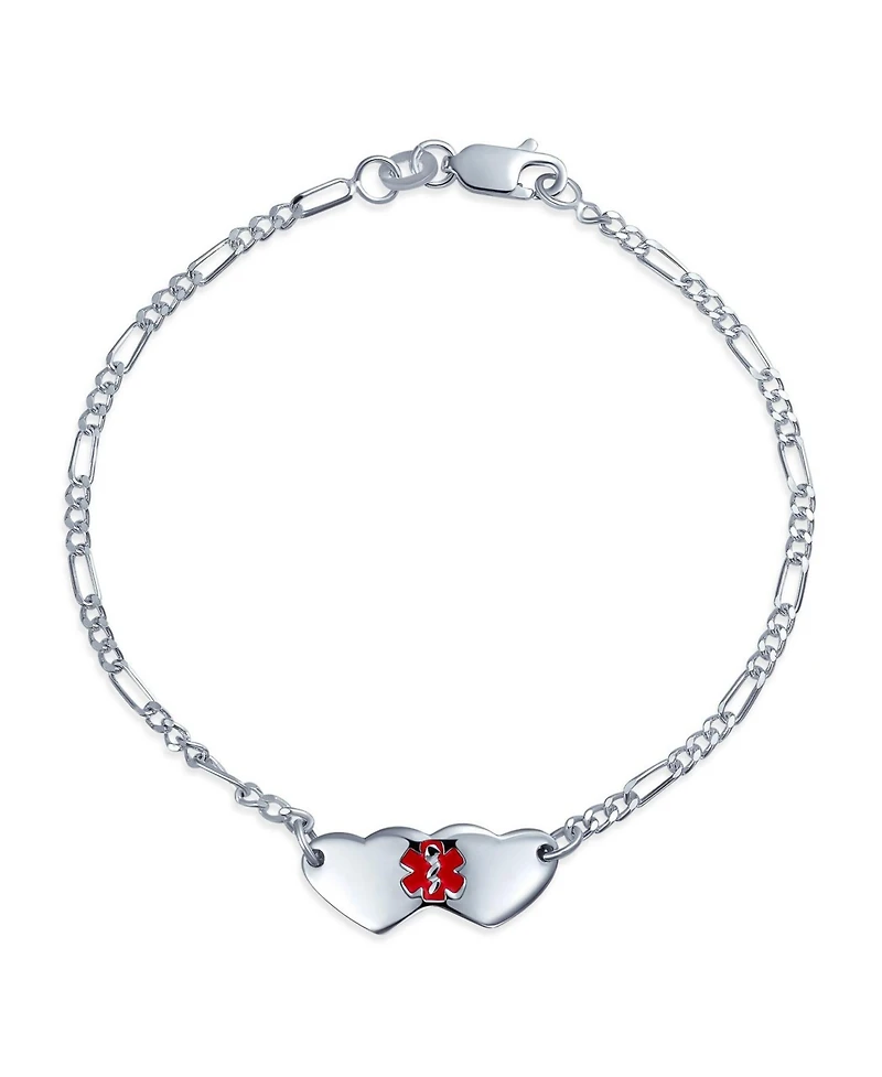 Bling Jewelry Dainty Heart Medical Identification Blank Id Bracelet .925 Sterling Silver Small Wrist