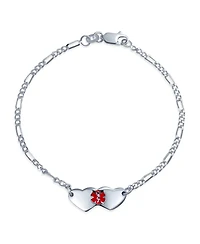 Bling Jewelry Dainty Heart Medical Identification Blank Id Bracelet .925 Sterling Silver Small Wrist