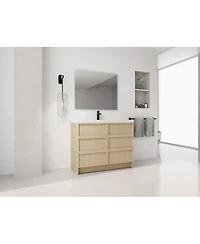 Sillysis Modern Bathroom Vanity with Resin Sink, Soft Close Doors, Adjustable Shelf, Water-Resistant Cabinet, 35/42/47 inch
