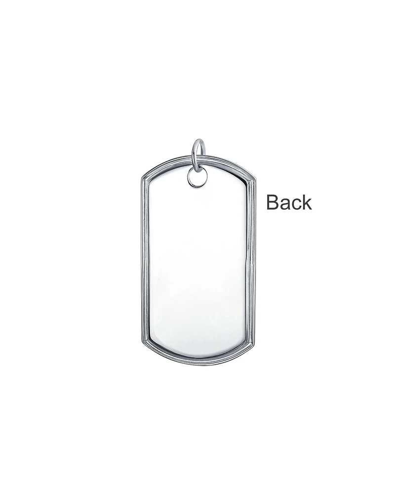 Bling Jewelry Men's Army Dog Tag Blank Pendant Necklace Large .925 Sterling Silver with Ball Chain 20 inch