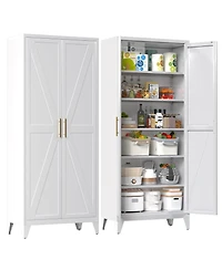 Boyel Living 75" Metal Pantry Cabinet with Doors and Shelves, Tall Kitchen Storage Organizer with Adjustable Shelves