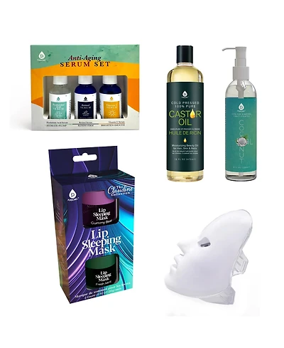 Pursonic Led Therapy Mask, Serum Trio, and Castor and Fractionated Coconut Oils