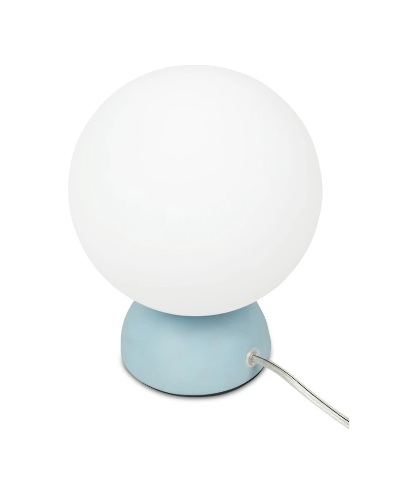 Midola Table Lamp, Round Opal Glass Globe with Resin Base and Chrome Detail