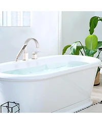 Midola Waterfall Bathtub Faucet with Sprayer, 3-Hole Roman Tub Filler with Hand Shower Deck Mount Waterfall Tub Spout Set