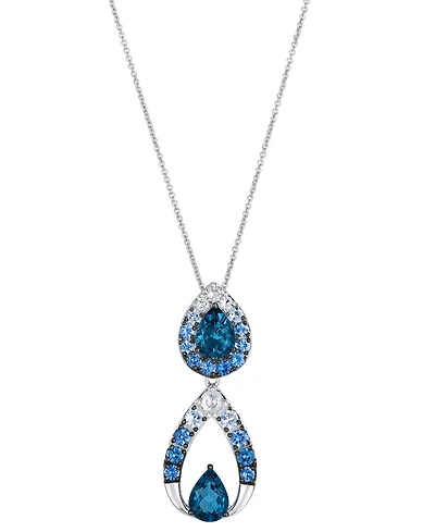 Le Vian Deep Sea Blue Topaz Pear Shaped, Sapphire Ombre & White Sapphire Pendant Necklace (3-1/3 ct. t.w.) in 14k Vanilla Gold