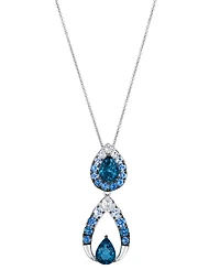 Le Vian Deep Sea Blue Topaz Pear Shaped, Sapphire Ombre & White Sapphire Pendant Necklace (3-1/3 ct. t.w.) in 14k Vanilla Gold