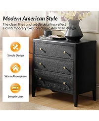 Hulala Home Vettorello Modern 28"W 3-Drawer Solid End Table with Integrated Power Station