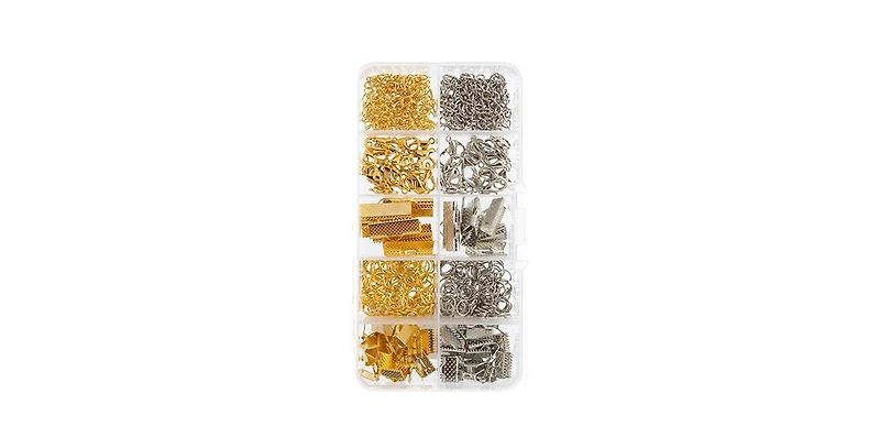 John Bead 10-Slot Silver and Gold Mix Jewelry Findings Kit Assortment, 320pcs