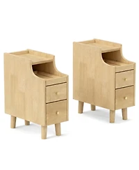 Slickblue 2 Piece Nightstands with Pull-Out Tray and Storage Drawers
