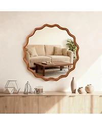 Laoties Round Wavy Wall Mirror, Modern Decorative Accent Mirror for Bedroom, Bathroom and Entryway