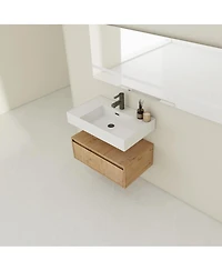 Sillysis 30 Inch Wall Mounted Bathroom Vanity with Resin Sink, Soft Close Drawer, Ample Storage for Modern Small Spaces