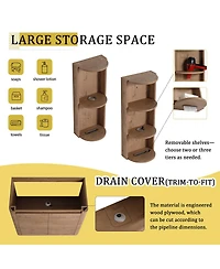 Sillysis Modern Bathroom Vanity Set with Storage Shelf, Freestanding Plywood Cabinet, Ceramic Sink
