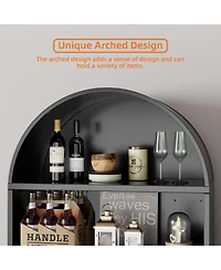 Boyel Living Metal Arched Bookcase Cabinet, Wide Tall Bookshelf with Glass Doors and Adjustable Shelves