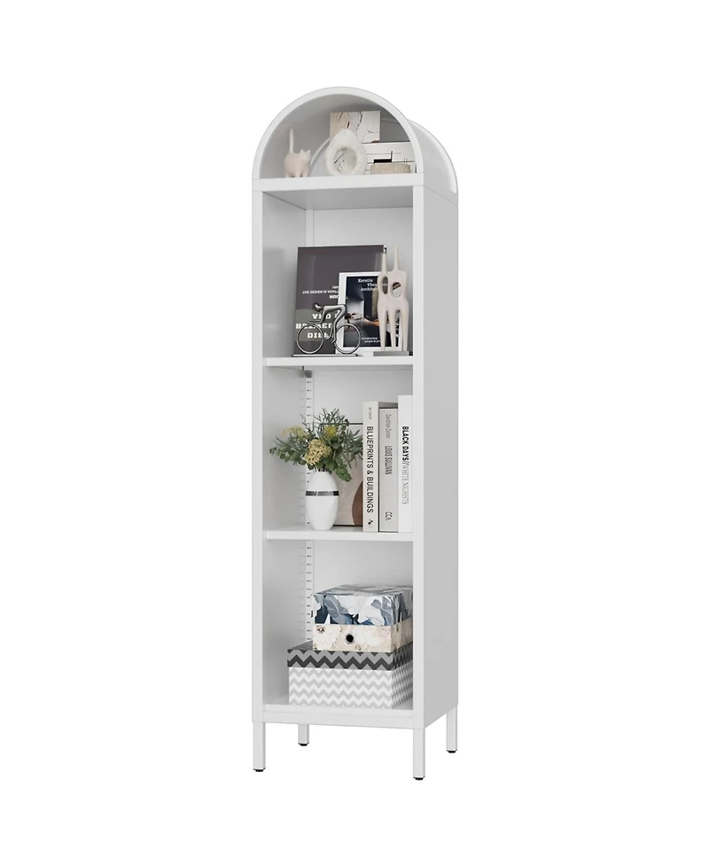 Boyel Living 63" H Arch Display Bookcase, Metal Pantry Storage Shelf with 2 Adjustable Shelves for Kitchen Office