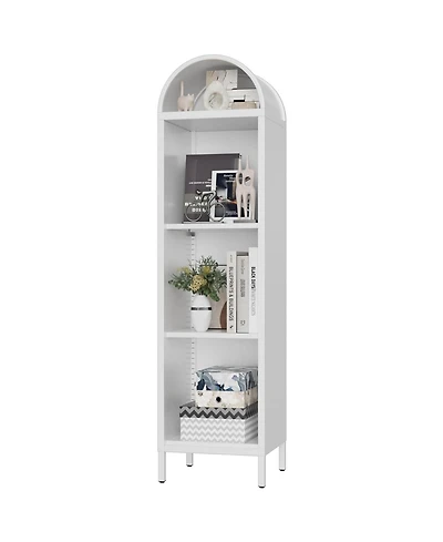 Boyel Living 63" H Arch Display Bookcase, Metal Pantry Storage Shelf with 2 Adjustable Shelves for Kitchen Office
