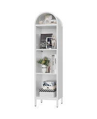 Boyel Living 63" H Arch Display Bookcase, Metal Pantry Storage Shelf with 2 Adjustable Shelves for Kitchen Office