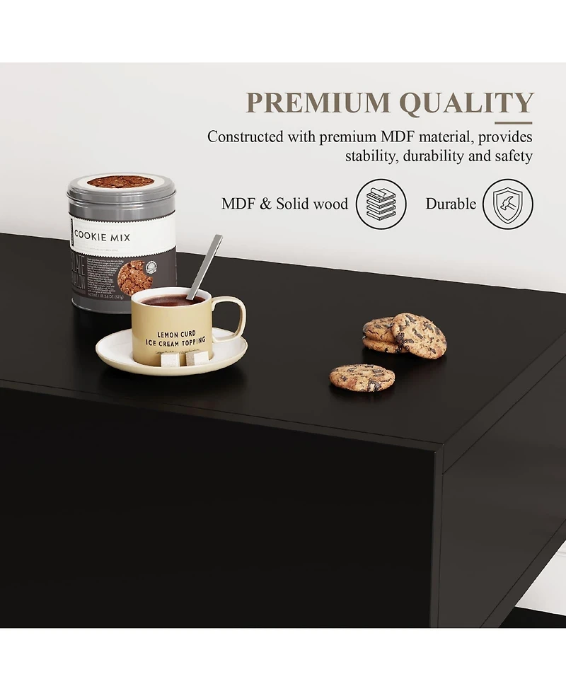 homfan Coffee Bar Cabinet,Kitchen Storage Cabinet with 3 Drawers,Sideboard Buffet Cabinets Ajustable Shelf