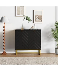 homfan Modern Herringbone Sideboard Buffet with Handles, Storage Console Cabinet Doors for Dining Room, Living Room and Entryway