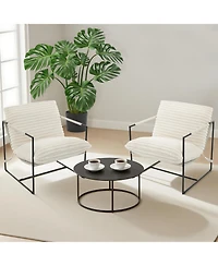 homfan Oversized Modern Sling Accent Chair, Ergonomic Metal Frame, Removable Cushioned Armchair, Upholstered Lounge Seating for Living Room or Bedroom
