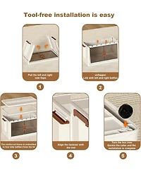 homfan White 4-Tier Stackable Storage Bins - 72QT Foldable Box with Wheels and Double Door for Home Office, Pantry or Living Room