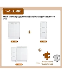 Sillysis 35.4 Inch Freestanding Bathroom Vanity with Resin Sink, Soft Close Doors, Water-Resistant, Storage Cabinet