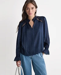 Bcbg Women's Long Sleeve Ruffle Collar Tops