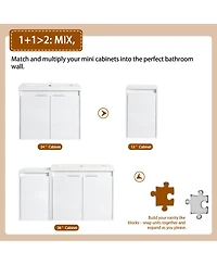 Sillysis 35.4 Inch Wall Mounted Bathroom Vanity with Resin Sink, Soft Close Doors, Water-Resistant Cabinet