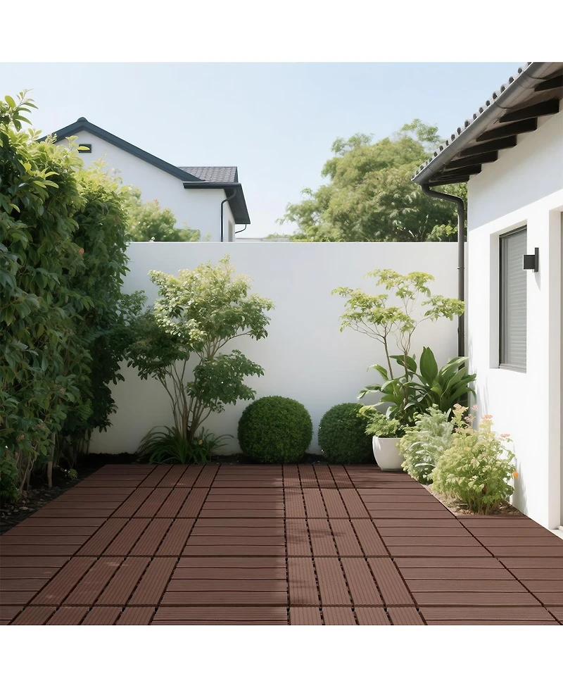 Streamdale Furniture 44-Pack 12x12 Waterproof Interlocking Decking Tiles