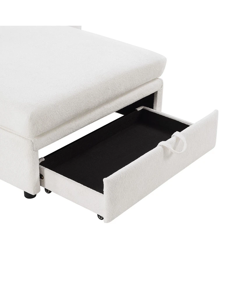 Streamdale Furniture Modern Chaise Sofa Bed with Hidden Storage and Pillows