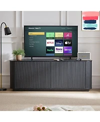 Streamdale Furniture 64 Inch Wave Pattern Wooden Sideboard Storage Cabinet