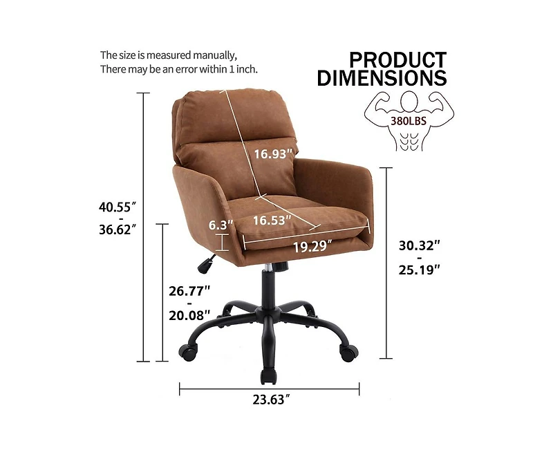 sumyeg Ergonomic Pu Leather Office Chair with High-Strength Metal Frame
