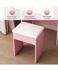 Streamdale Furniture Small Makeup Vanity Desk with Led Mirror Power Outlet Storage and Stool
