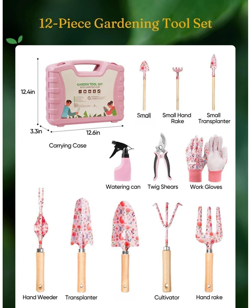 Xdovet Gardening Tools Set Trowel Rake Weeder Pruner Hard Case