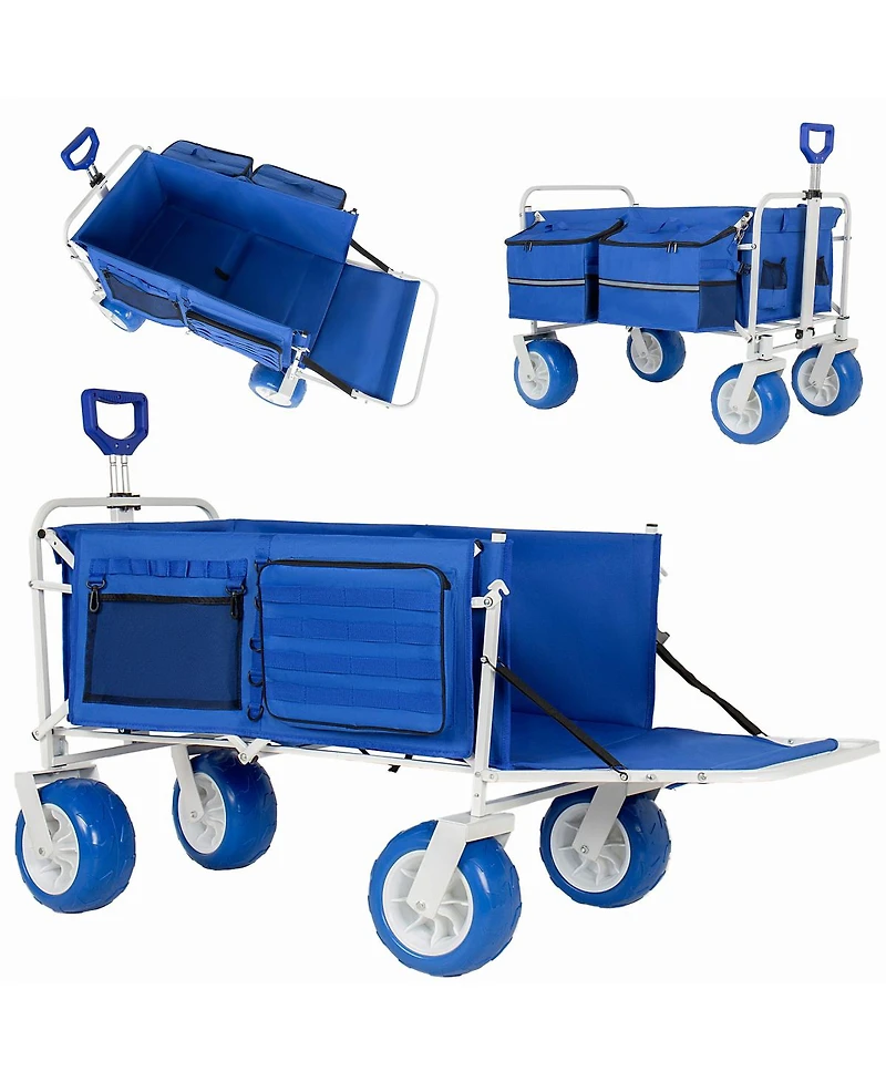 Streamdale Furniture Heavy Duty Collapsible Beach Wagon with All-Terrain Wheels 500lbs Capacity