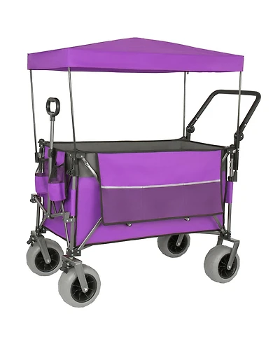 Streamdale Furniture Multi-Functional Folding Wagon Cart with Canopy and All-Terrain Tires