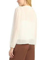 Bcx Juniors' Split V-Neck Ruffle Long-Sleeve Blouse