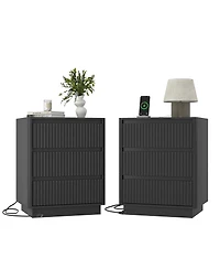 Streamdale Furniture (Set of 2) End Table with Usb C Charging Station and 3 Drawers