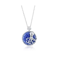 Simona Sterling Silver Floral Venetian Murano Glass Cz Octopus Necklace