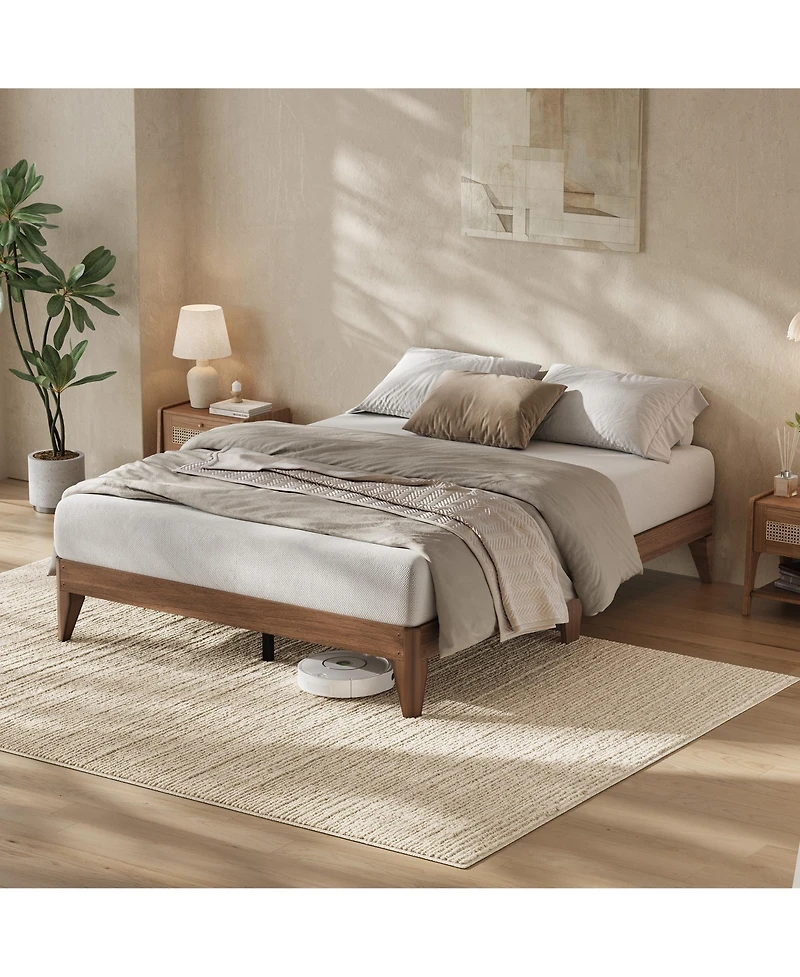 homfan Wood Platform Bed - Noise-Free Design with Metal and Slat Support, No Box Spring Needed, Easy Assembly