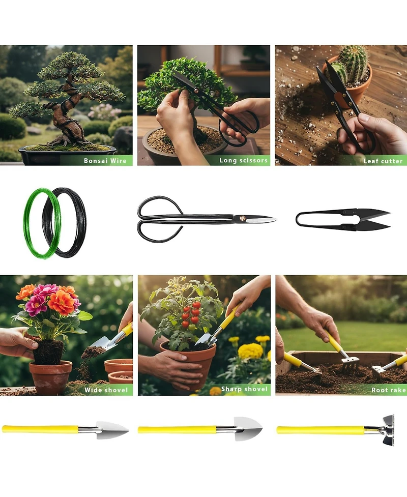 Xdovet Bonsai Tools Set Rake Shovel Wire Gardening Kit