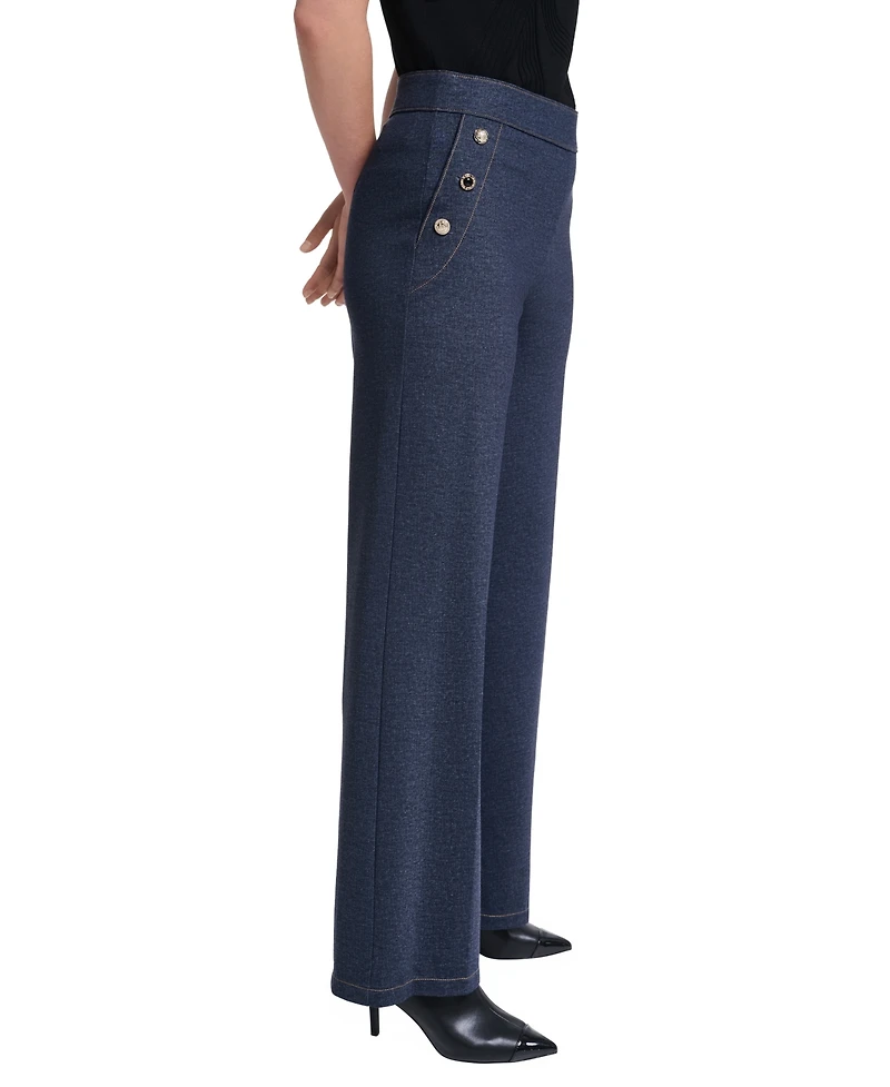 Karl Lagerfeld Paris Petite Silky Pont Mid-Rise Sailor Pants