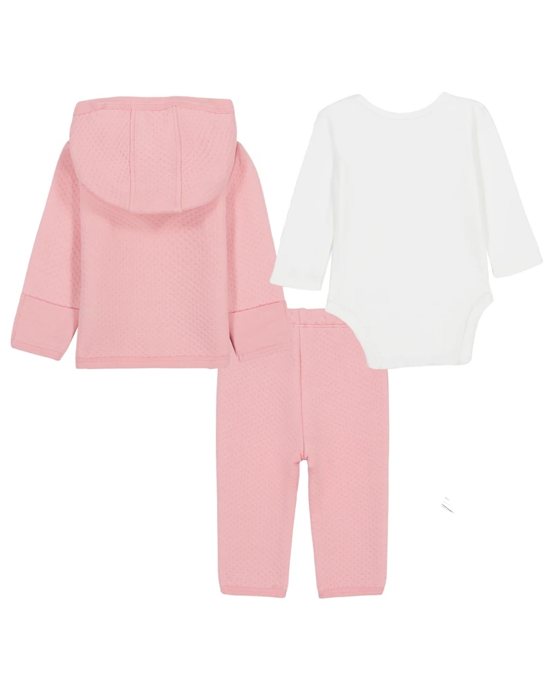 Calvin Klein Baby Girls' Hooded Jacket, Bodysuit and Pants, 3-Piece Set