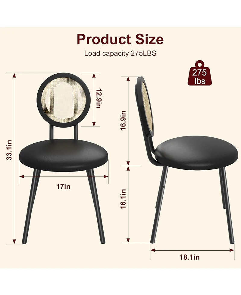 gaomon Dining Chair Set of 2 Metal Dining Chairs for Kitchen Dining Room