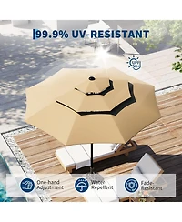 homfan 10Feet 3-Tier Patio Umbrella With Vents, Outdoor Table Umbrella, Easy Crank, Push Button Tilt, 8 Sturdy Ribs For Pool, Deck, Yard And Garden