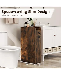 Volenca 4-Tier Slim Bathroom Storage Cabinet with Drawers on Casters, 27-in H