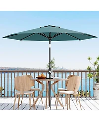 homfan 10Feet Patio Umbrella With Crank And Push-Button Tilt, 8 Sturdy Ribs, Waterproof Outdoor Parasol For Deck, Pool, Garden Table