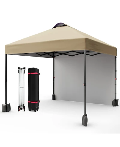 homfan 10x10 Pop Up Canopy Tent With Sidewall, Easy Setup, Upf 50+ Protection, Adjustable, Portable, Includes Wheeled Bag, Stakes And Sandbags
