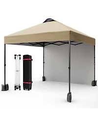 homfan 10x10 Pop Up Canopy Tent With Sidewall, Easy Setup, Upf 50+ Protection, Adjustable, Portable, Includes Wheeled Bag, Stakes And Sandbags