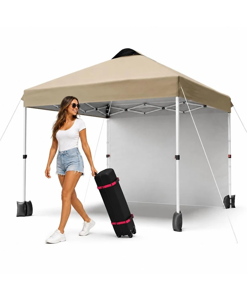 homfan 10x10 Pop Up Canopy Tent With Sidewall, Easy Setup, Upf 50+ Protection, Adjustable, Portable, Includes Wheeled Bag, Stakes And Sandbags