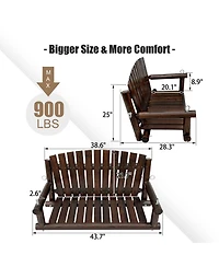 Maga Casa Innovaze 1-Seater Premium Rustic Solid Fir Wood Outdoor Porch Swing, Luxury Hanging Log Bench with 900 lbs Capacity